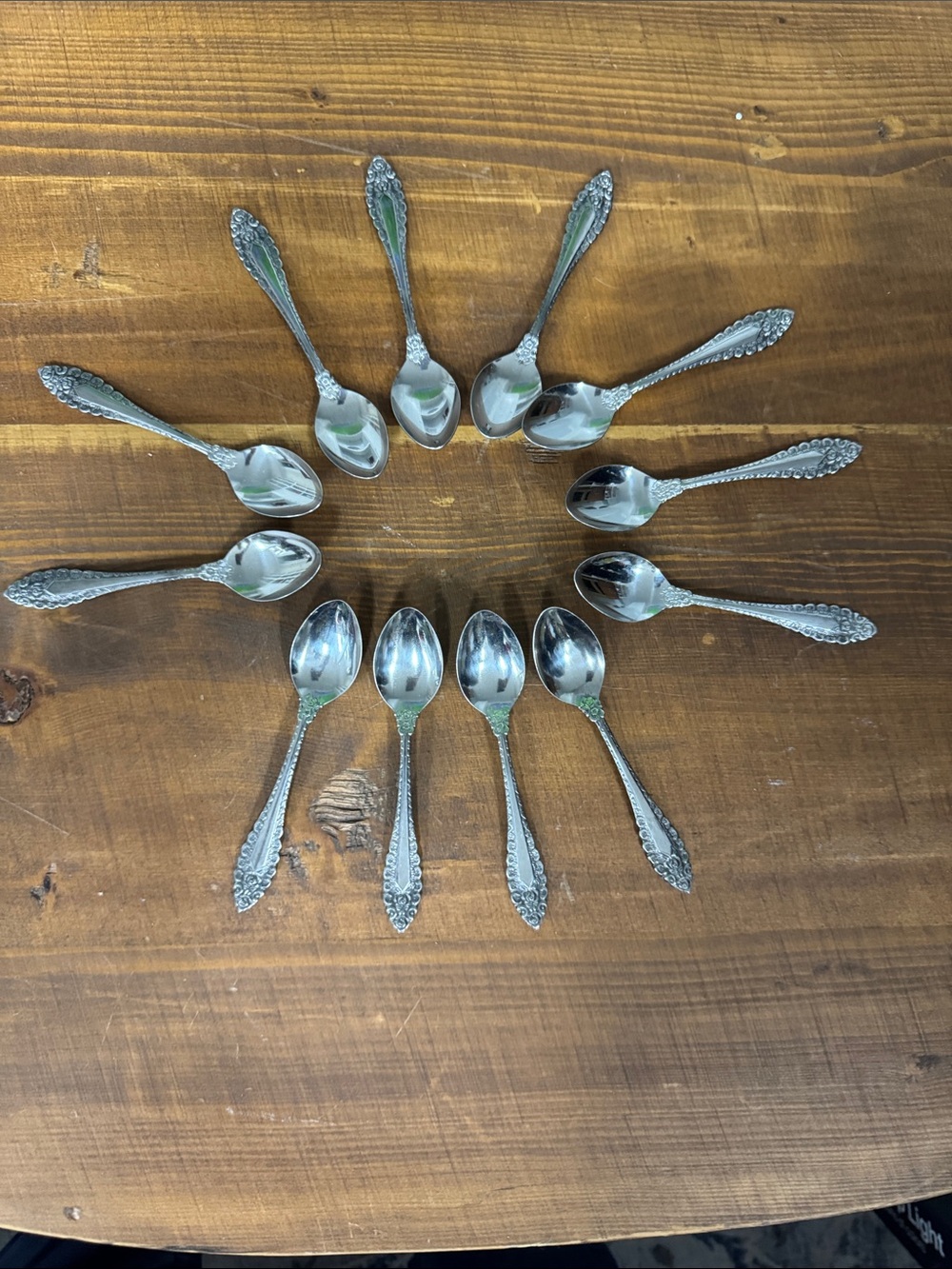 Ornate Silver-Tone Demitasse Spoon Set - 12 Pieces